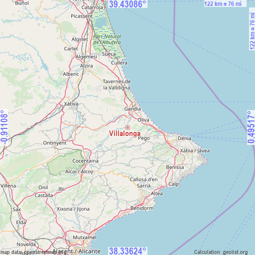 Villalonga on map