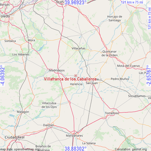 Villafranca de los Caballeros on map