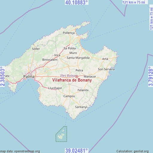 Vilafranca de Bonany on map