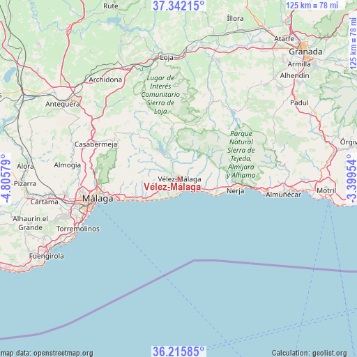 Vélez-Málaga on map