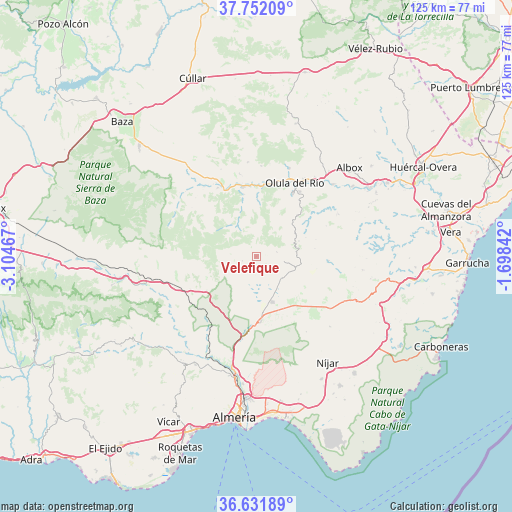 Velefique on map