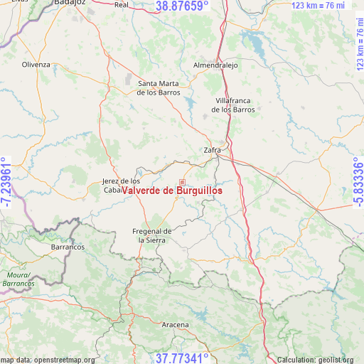 Valverde de Burguillos on map