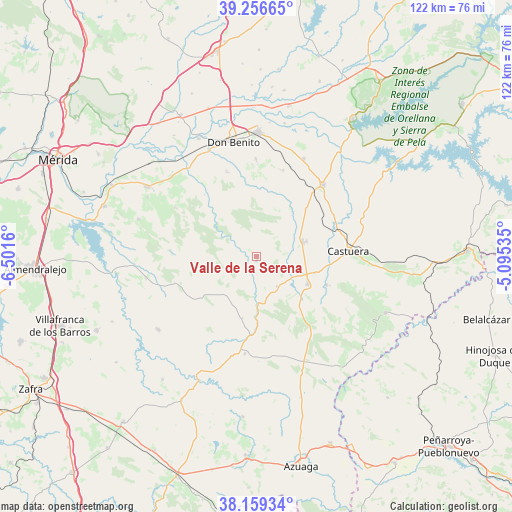 Valle de la Serena on map