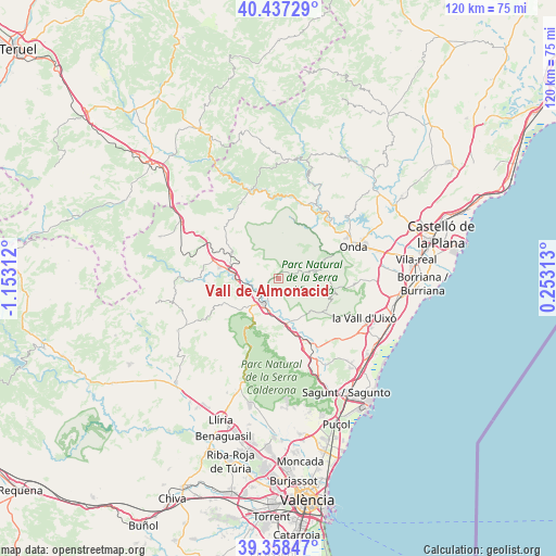 Vall de Almonacid on map