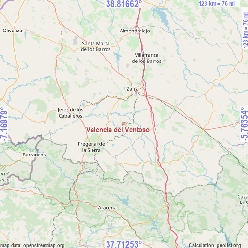 Valencia del Ventoso on map