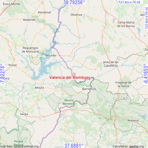 Valencia del Mombuey on map