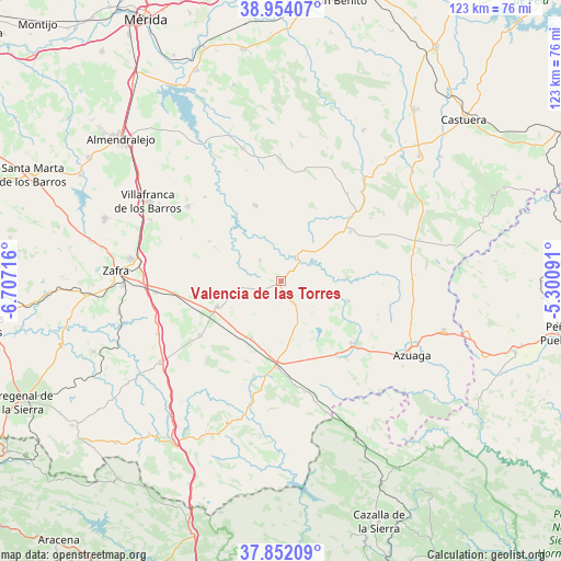 Valencia de las Torres on map