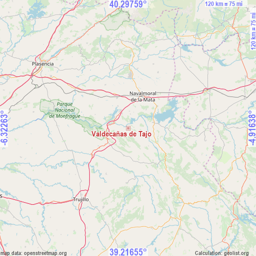 Valdecañas de Tajo on map