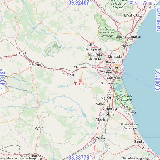 Turís on map