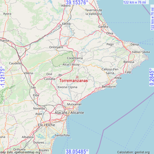 Torremanzanas on map