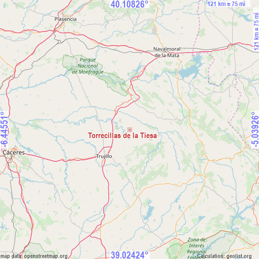 Torrecillas de la Tiesa on map