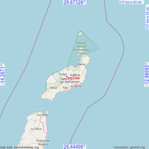 Teguise on map
