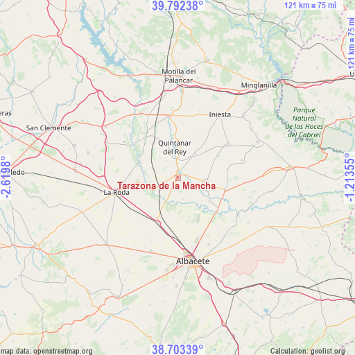 Tarazona de la Mancha on map
