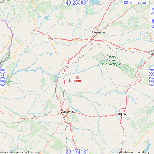 Talaván on map