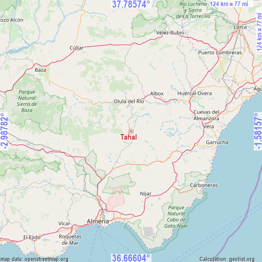 Tahal on map