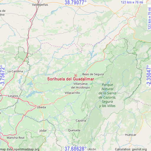 Sorihuela del Guadalimar on map