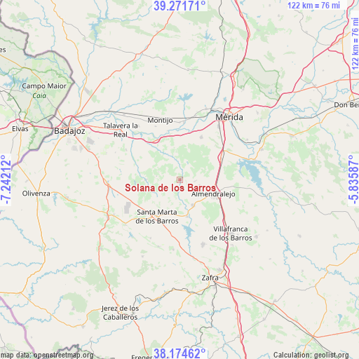 Solana de los Barros on map