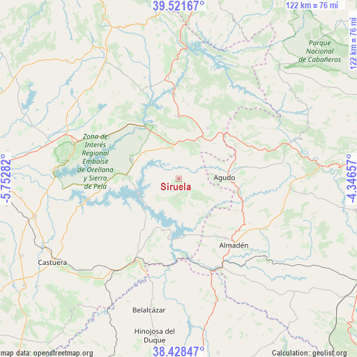 Siruela on map