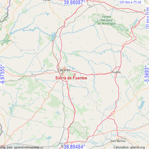 Sierra de Fuentes on map