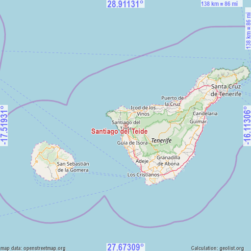 Santiago del Teide on map