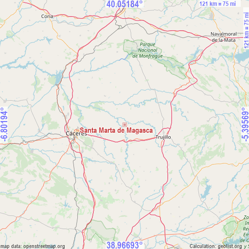 Santa Marta de Magasca on map