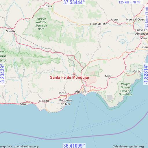 Santa Fe de Mondújar on map