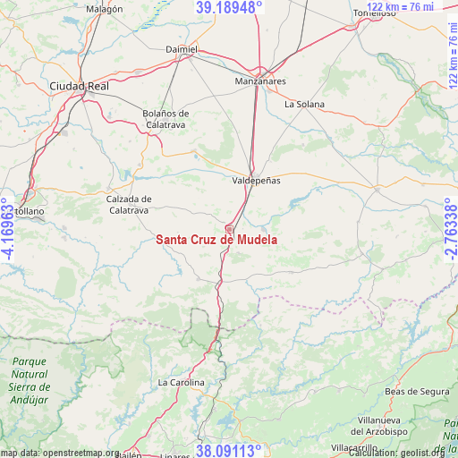 Santa Cruz de Mudela on map