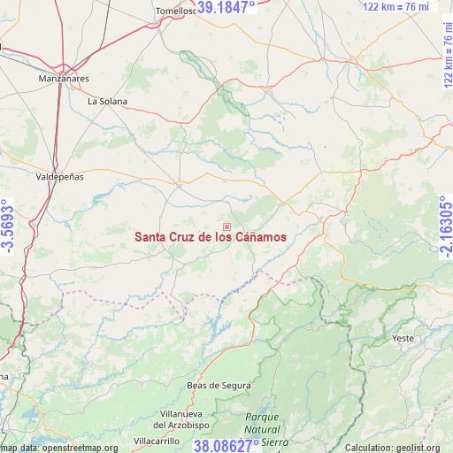 Santa Cruz de los Cáñamos on map