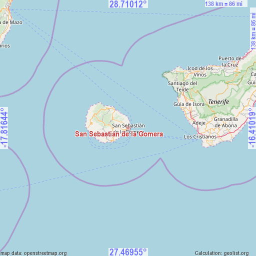 San Sebastián de la Gomera on map