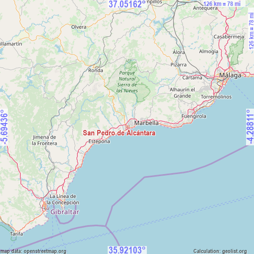 San Pedro de Alcántara on map