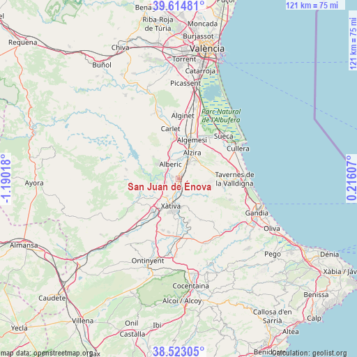 San Juan de Énova on map