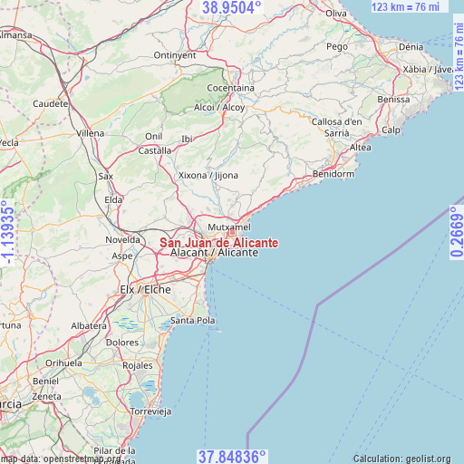 San Juan de Alicante on map