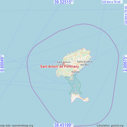 Sant Antoni de Portmany on map