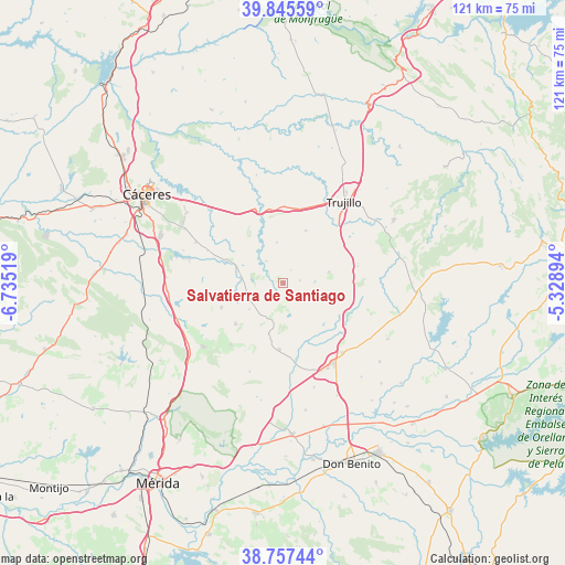 Salvatierra de Santiago on map