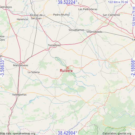 Ruidera on map
