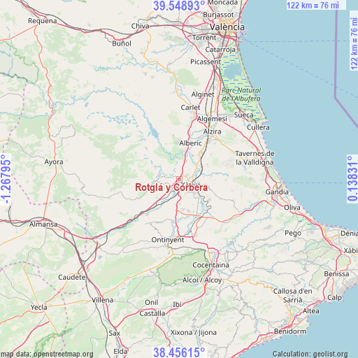 Rotglá y Corbera on map