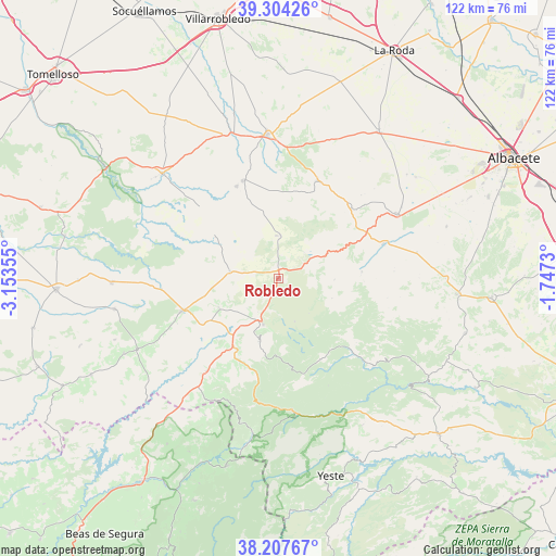 Robledo on map