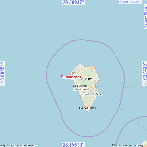 Puntagorda on map