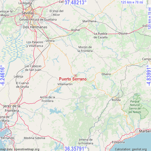 Puerto Serrano on map