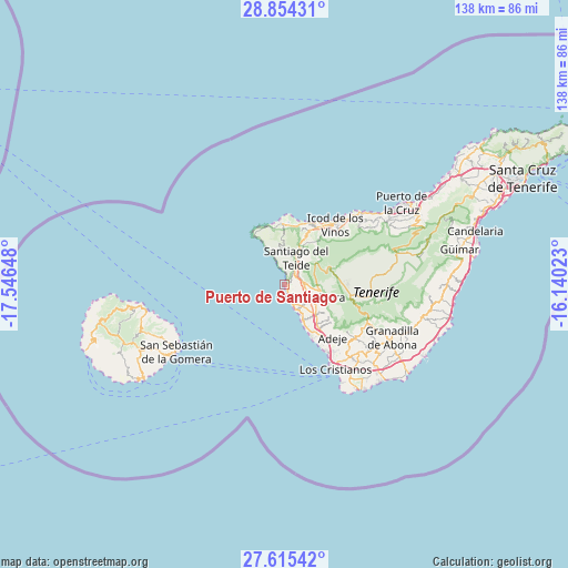 Puerto de Santiago on map