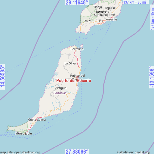 Puerto del Rosario on map