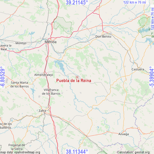 Puebla de la Reina on map