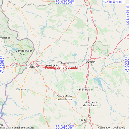 Puebla de la Calzada on map