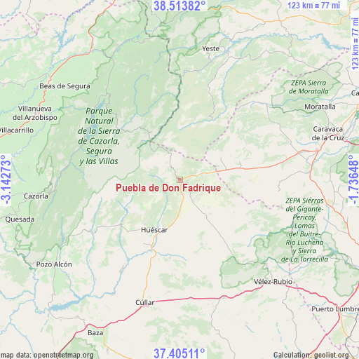 Puebla de Don Fadrique on map