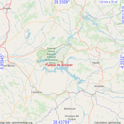 Puebla de Alcocer on map