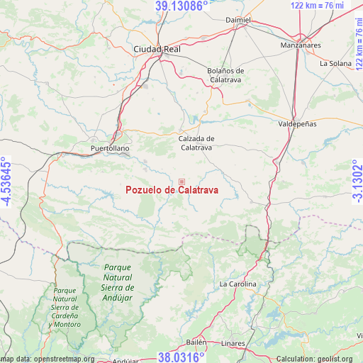 Pozuelo de Calatrava on map