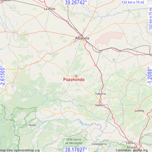 Pozohondo on map