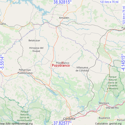 Pozoblanco on map