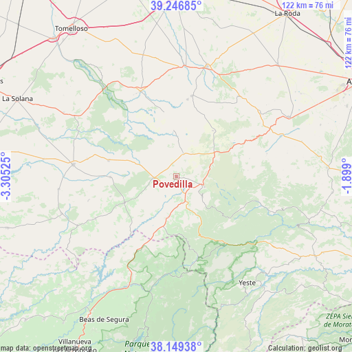 Povedilla on map