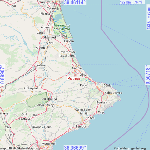 Potríes on map